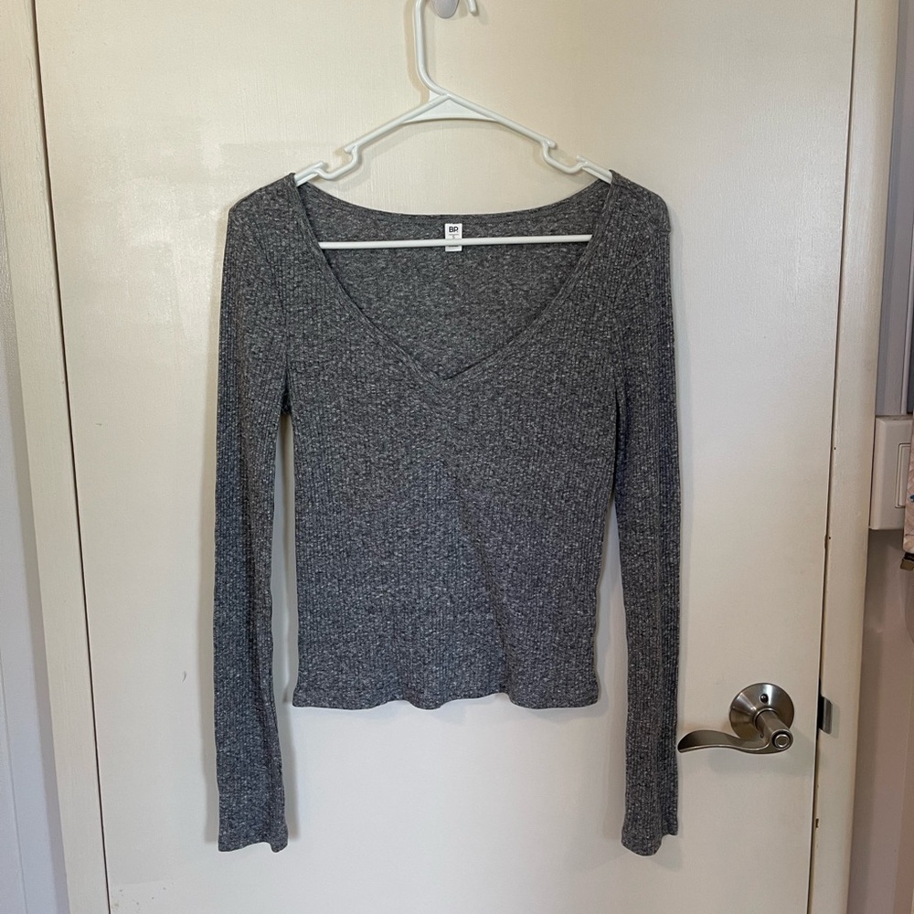 Grey longsleeve off the shoulder top
